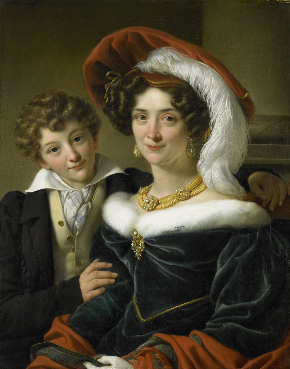 Rudolphina Wilhelmina Elizabeth de Sturler (1798-1873), segunda esposa del conde Johannes van den Bosch, con su hijo Richard Leeuwenhart de Cornelis Kruseman (attributed to workshop of)