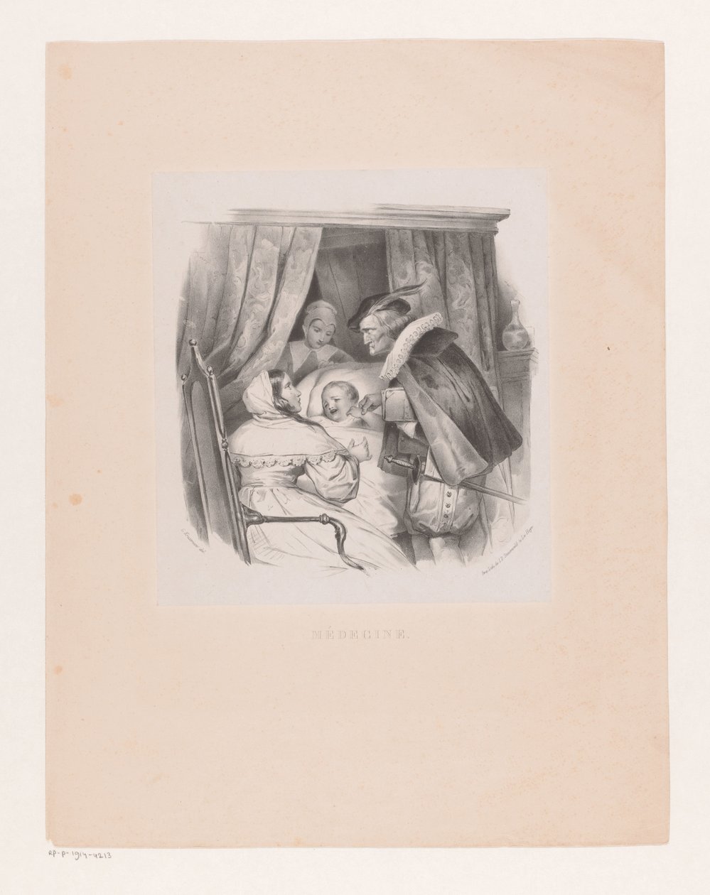 Compañerismo con un niño enfermo Medicina (título sobre el objeto) de Cornelis Kruseman