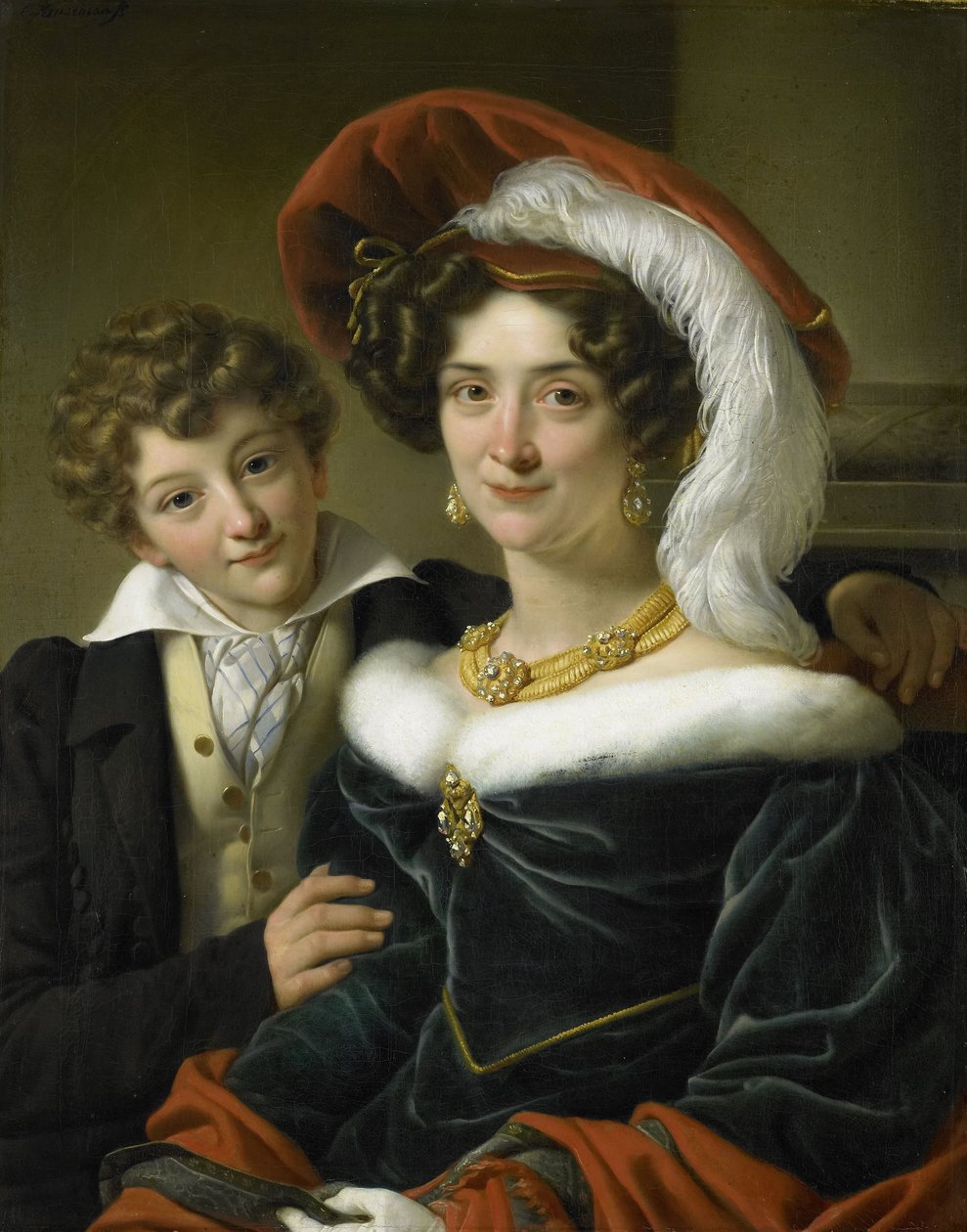 Rudolphina Wilhelmina Elizabeth de Sturler, segunda esposa del Conde Johannes van den Bosch, con su hijo Richard Leeuwenhart de Cornelis Kruseman