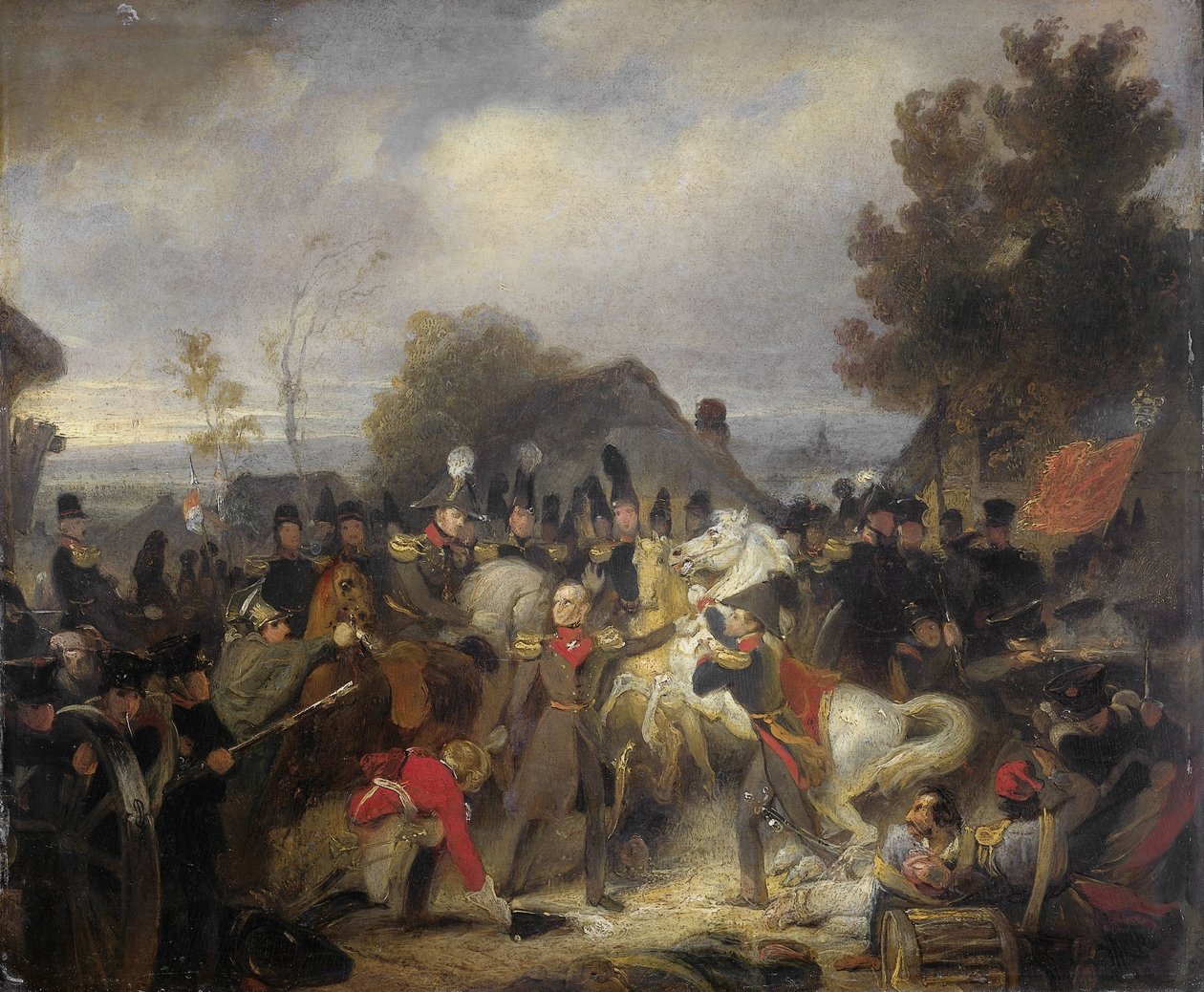 El Príncipe de Orange cambiando su caballo herido durante el combate en Boutersem de Cornelis Kruseman
