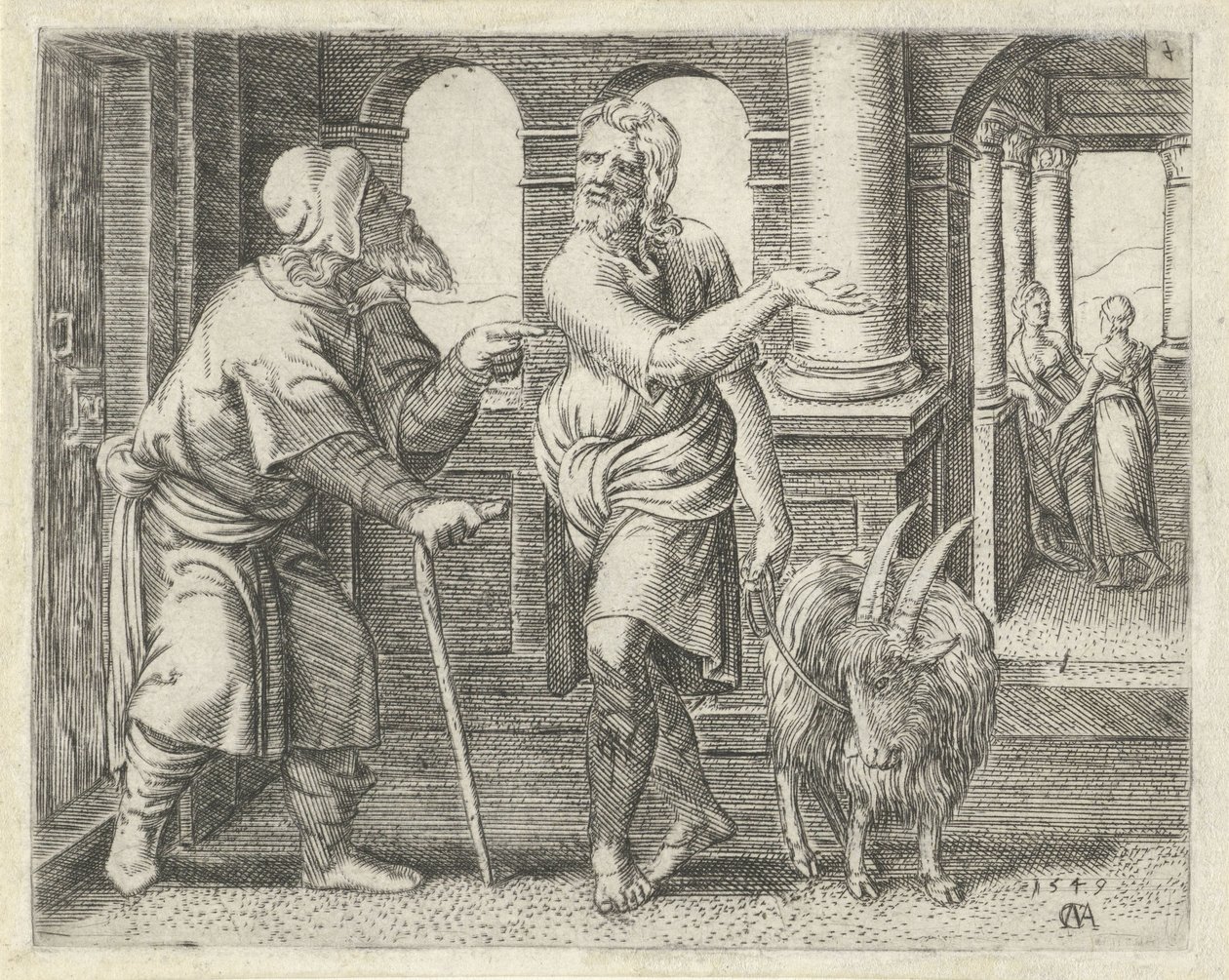 Sansón con un niño con su suegro Historia de Sansón (título de la serie) de Cornelis Massijs