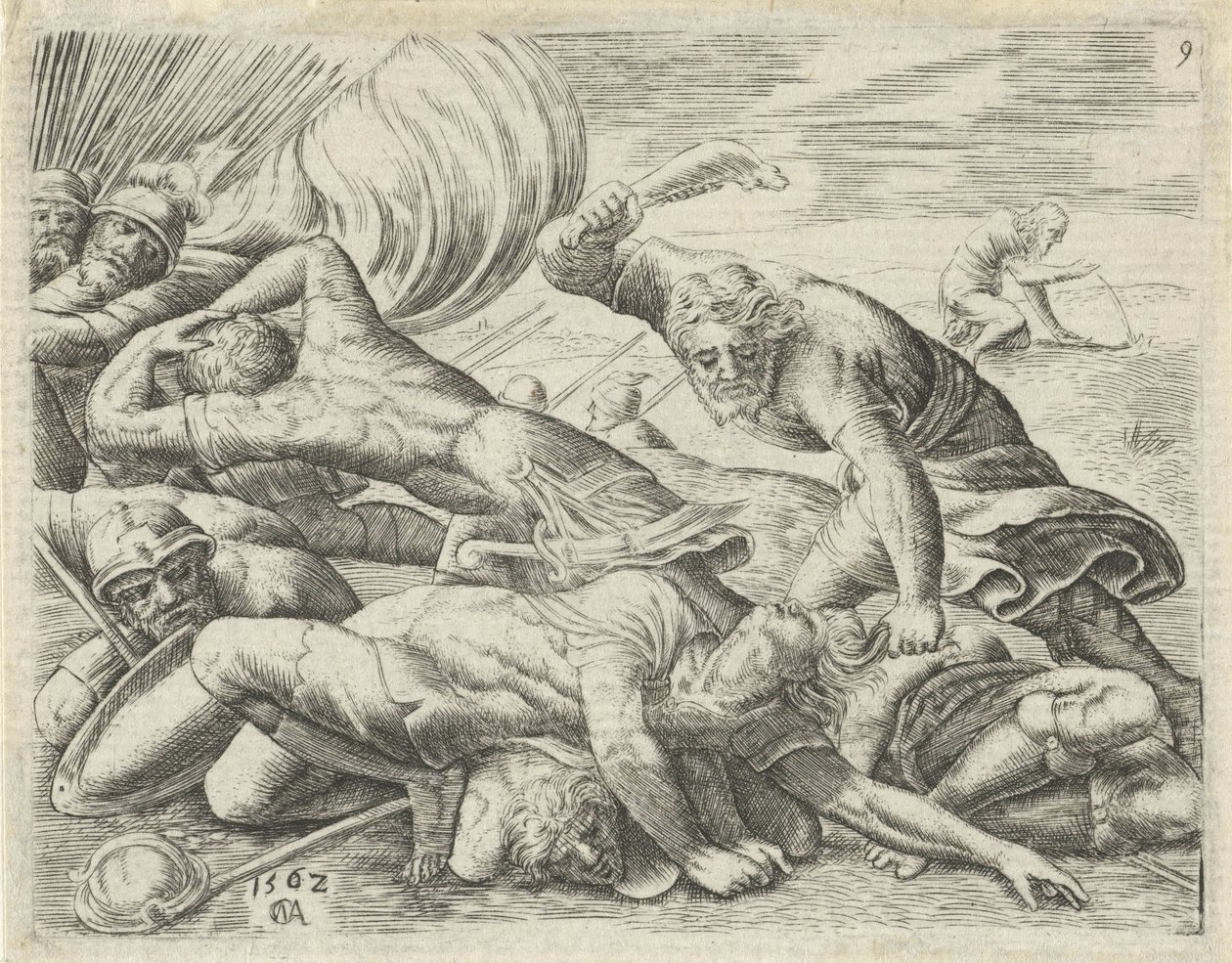 Sansón vence a los filisteos con una quijada de asno Historia de Sansón (título de la serie) de Cornelis Massijs