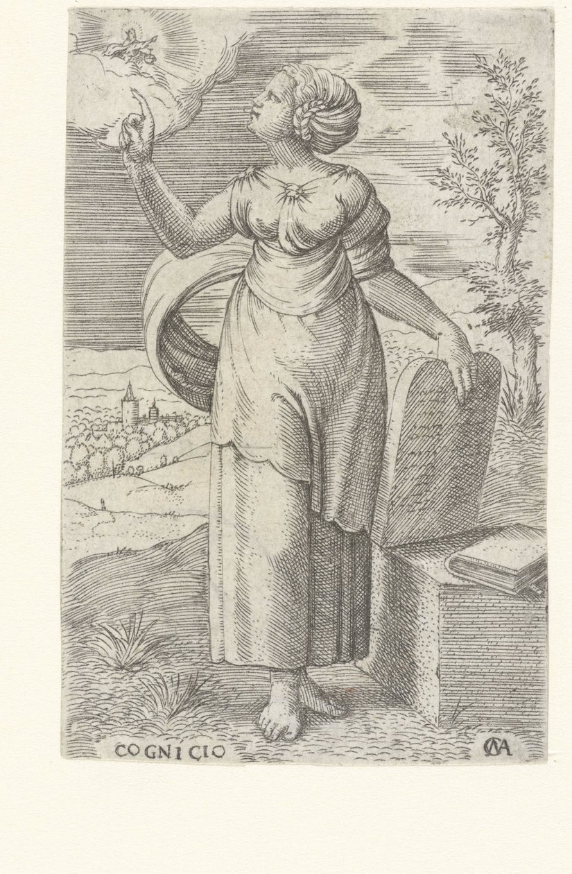Sabiduría Cognicio (título sobre objeto) Las virtudes (título de la serie) de Cornelis Massijs