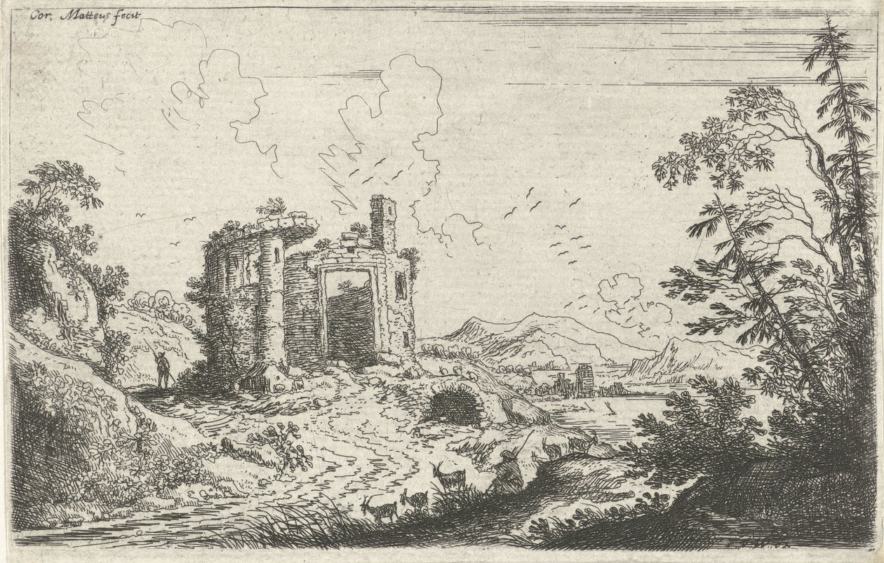 Paisaje con un cabrero de Cornelis Matthieu