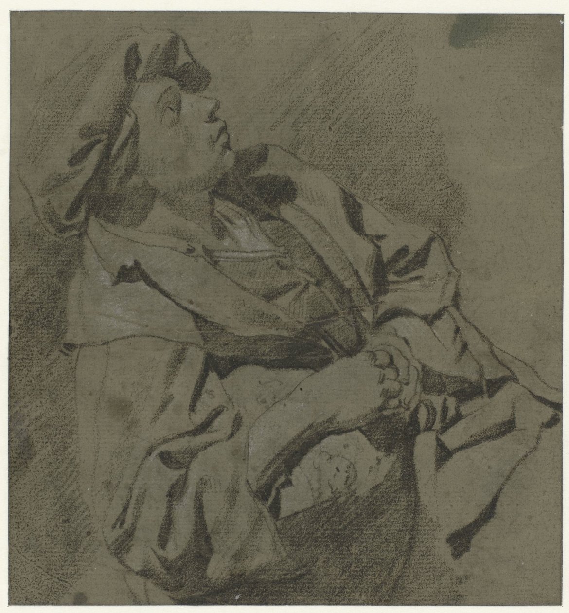 niño en una boina, inclinado hacia atrás de Cornelis Pietersz. Bega