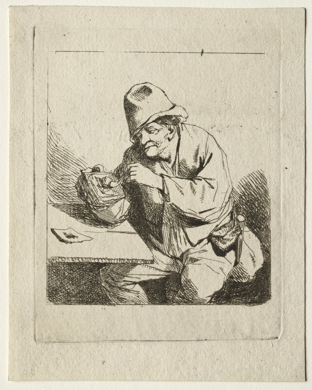 Campesino encendiendo su pipa de Cornelis Pietersz Bega