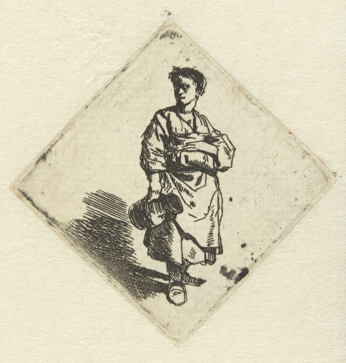 Mujer de pie con jarra en mano derecha de Cornelis Pietersz. Bega
