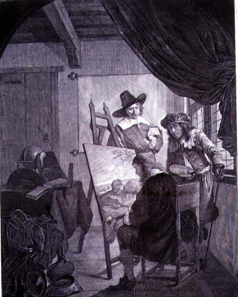 El Patrón y el Pintor, después de una pintura del siglo XVII de Cornelis Bega, siglo XVIII de Cornelis Pietersz Bega