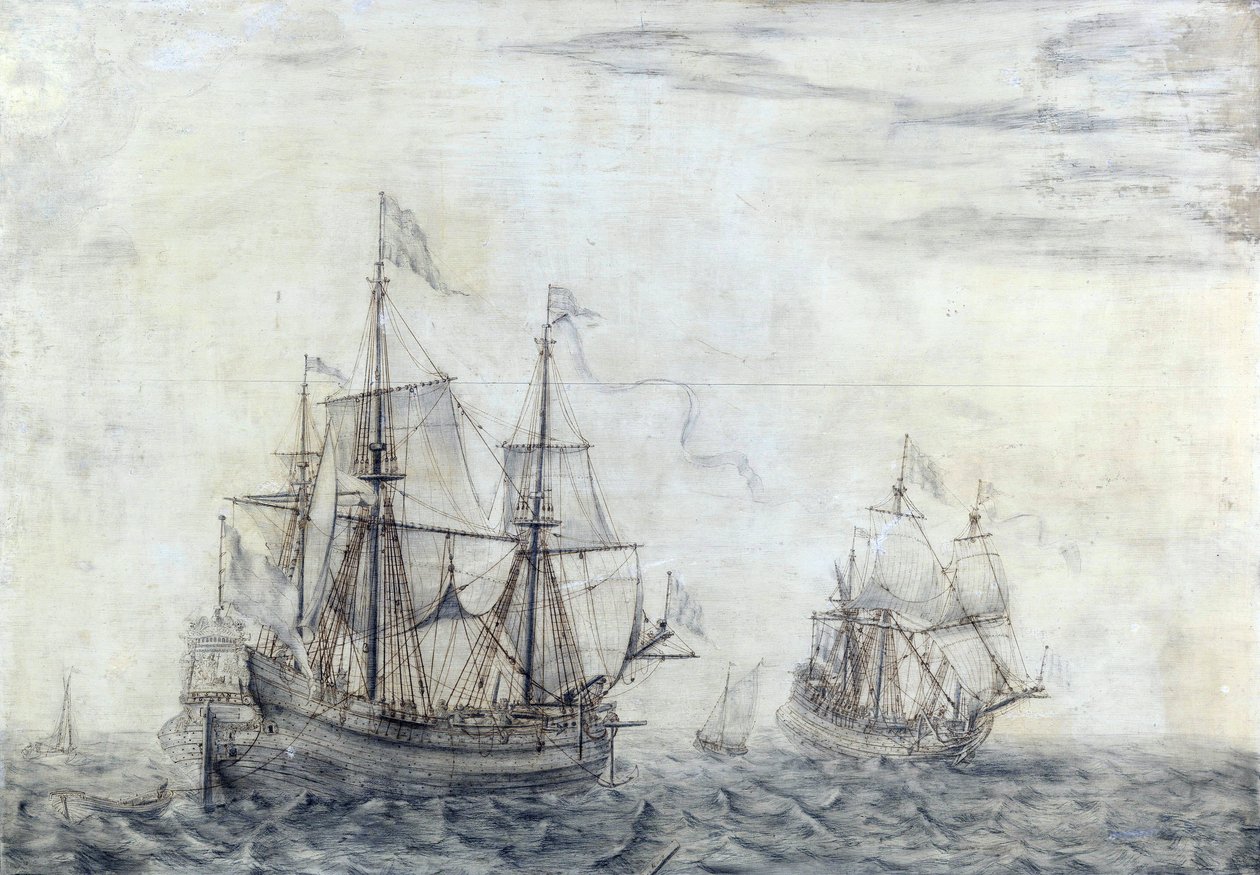 El buque mercante holandés "Saint Jean Baptiste". Óleo sobre madera de 1668, obra de Cornelis Pietersz Mooy (1630-1693). de Cornelis Pietersz. de Mooy