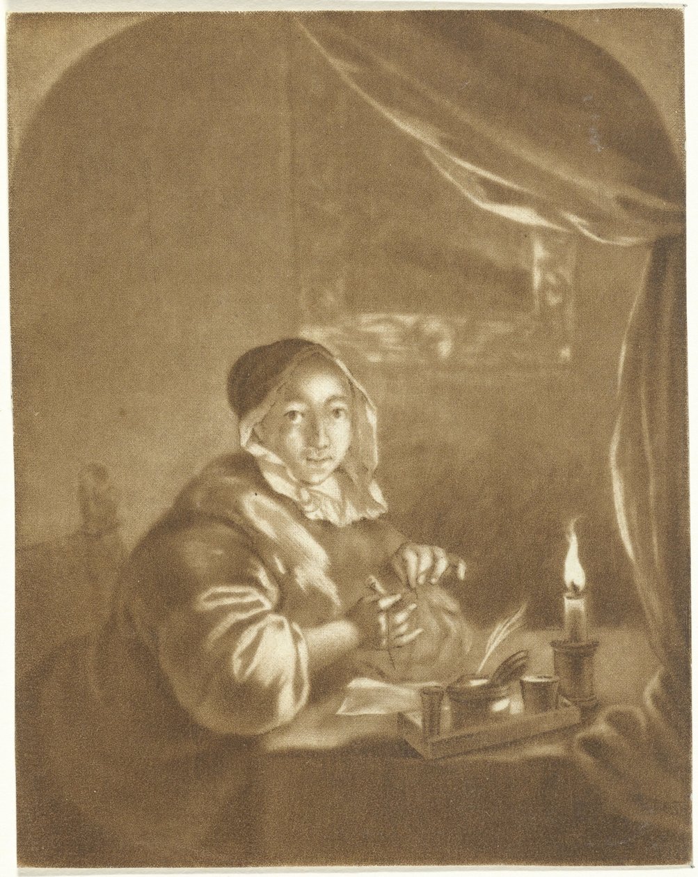 Dama a la luz de las velas de Cornelis Ploos van Amstel (signed by artist)