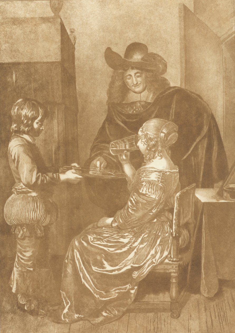 Señor y señora con paje de Cornelis Ploos van Amstel (signed by artist)
