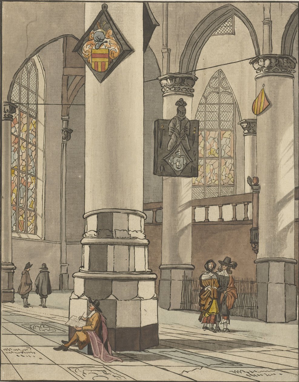 Kerkinterieur de Cornelis Ploos van Amstel (signed by artist)