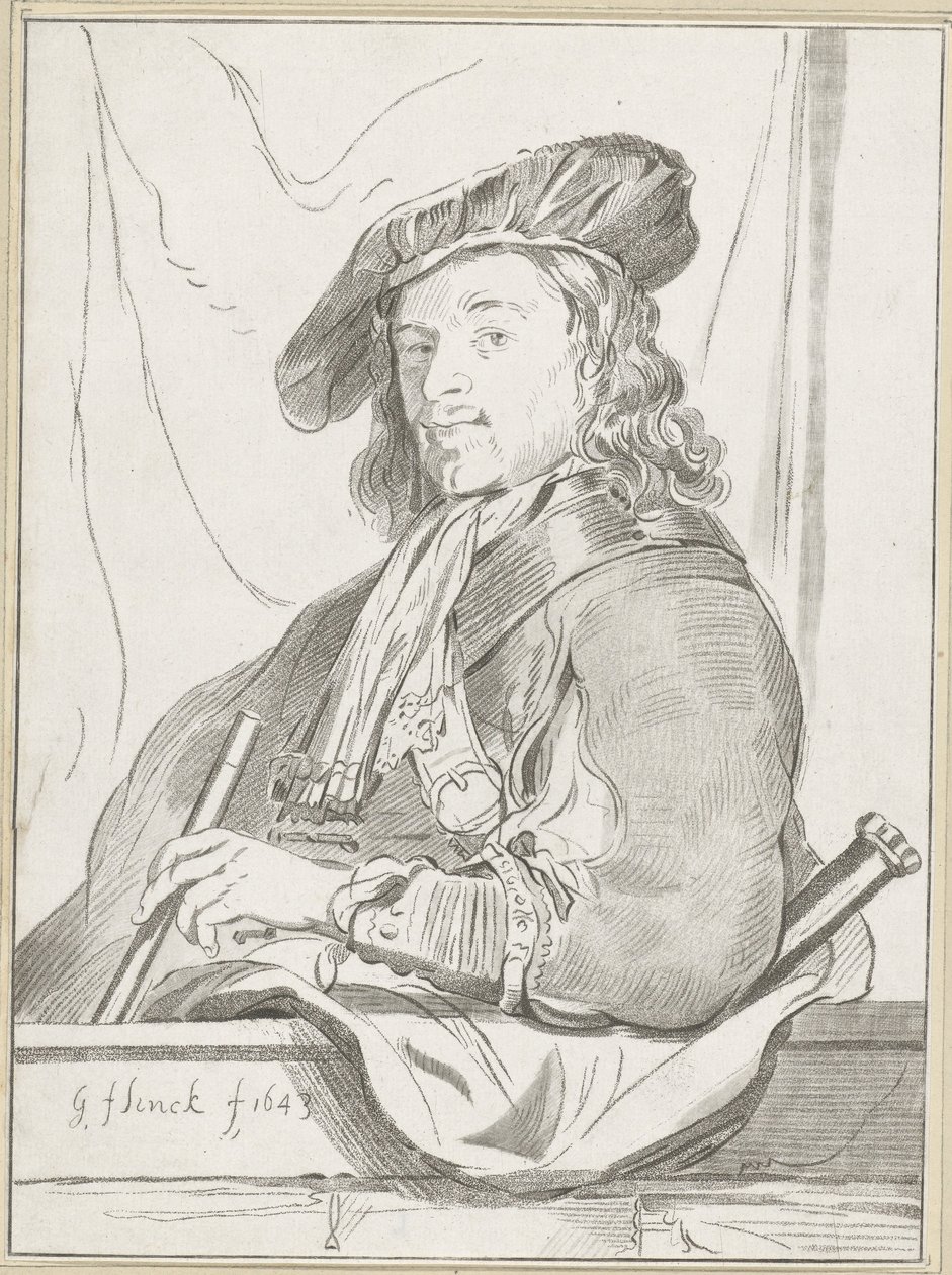 hombre, en, parapeto de Cornelis Ploos van Amstel (signed by artist)