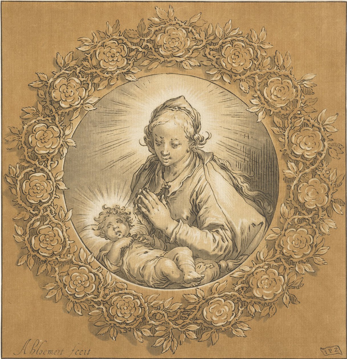 María con el Niño Jesús La Virgen María y el Niño Jesús de Cornelis Ploos van Amstel (signed by artist)