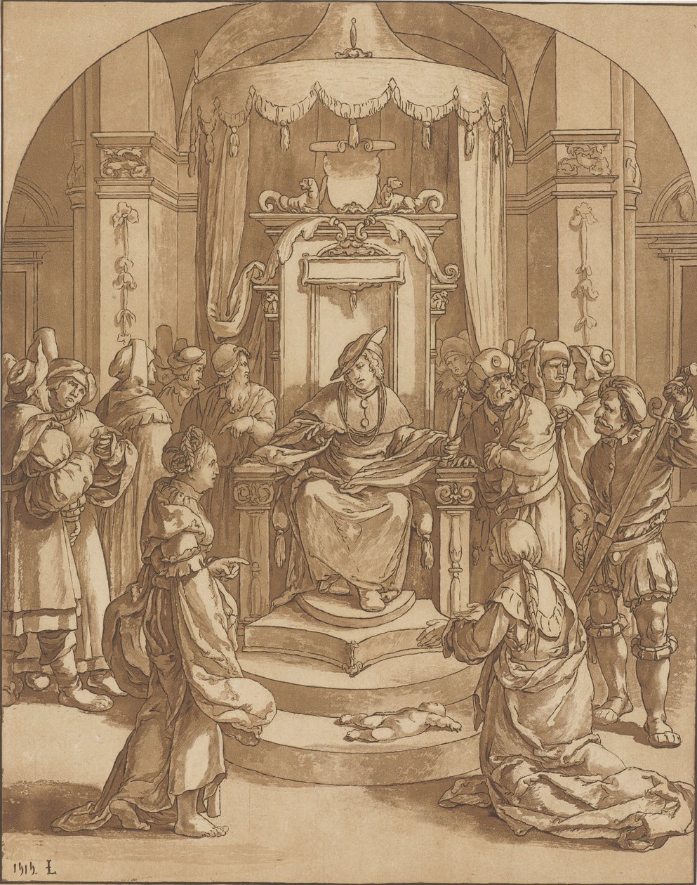 Juicio de Salomón de Cornelis Ploos van Amstel (signed by artist)