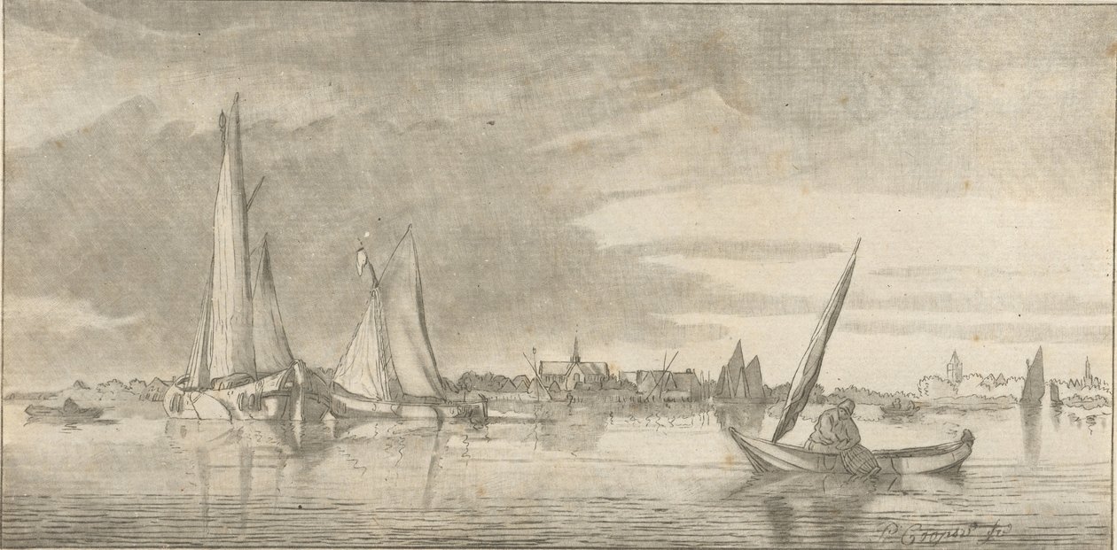 vista del rio de Cornelis Ploos van Amstel (signed by artist)