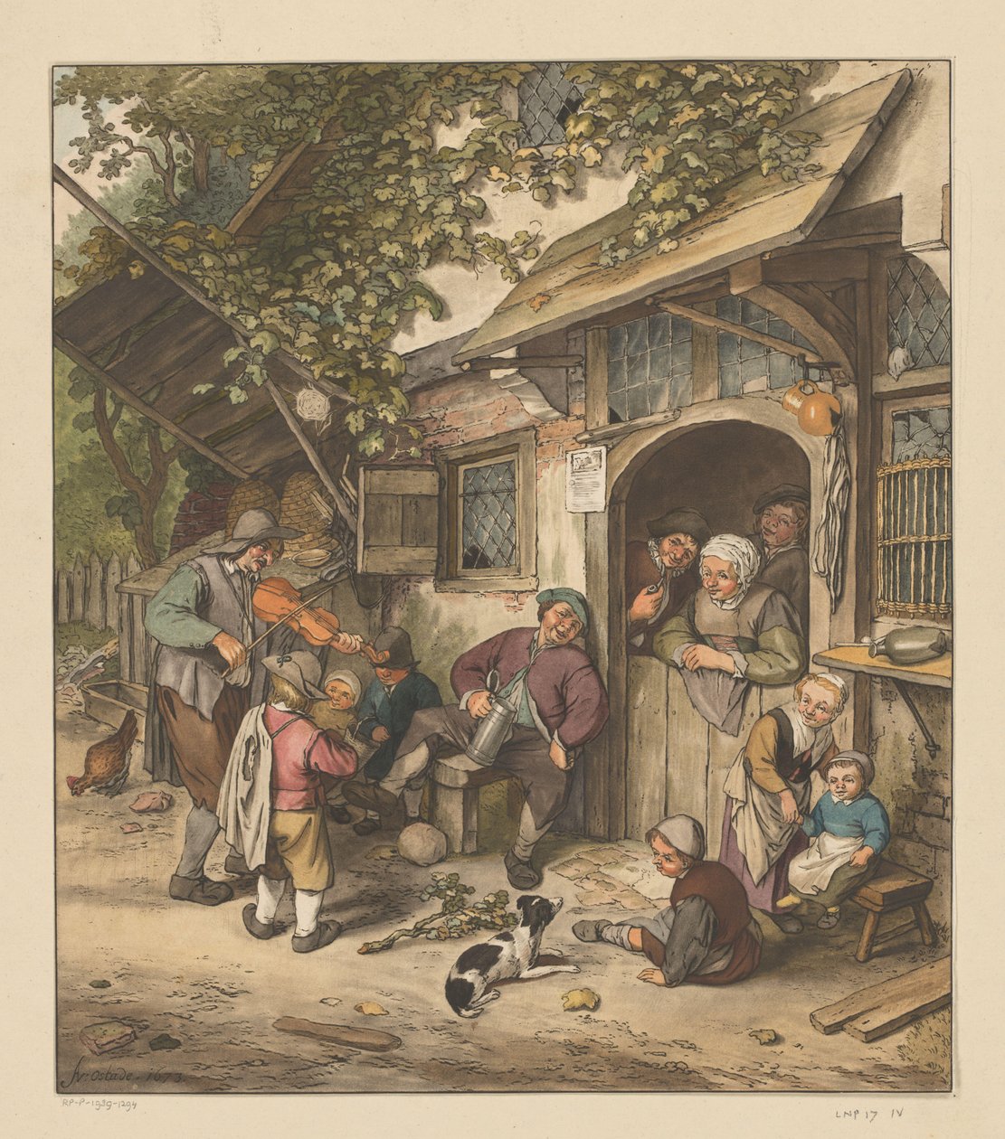 Violinista frente a una posada de Cornelis Ploos van Amstel (signed by artist)