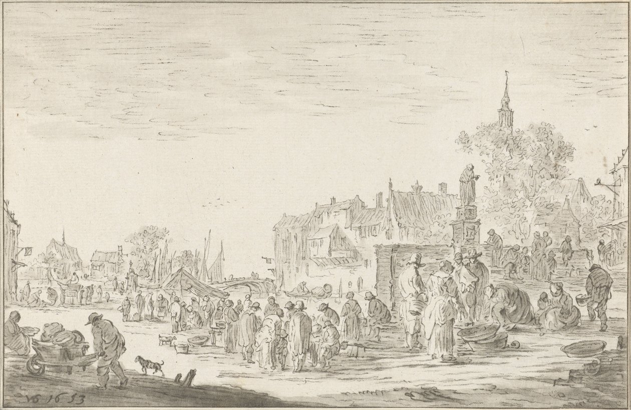pescadería de Cornelis Ploos van Amstel (signed by artist)