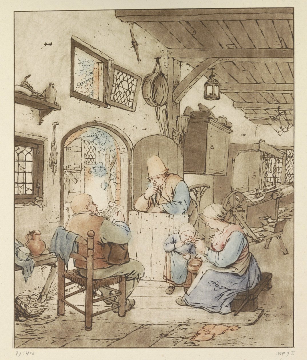 Lector de periódicos en el interior de Cornelis Ploos van Amstel