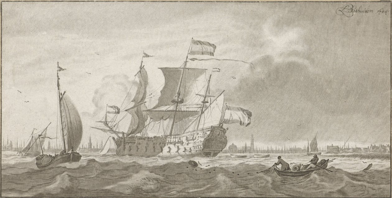 Buque de guerra en el IJ de Cornelis Ploos van Amstel