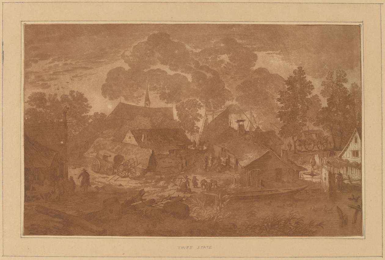 Pueblo con estanque de Cornelis Ploos van Amstel