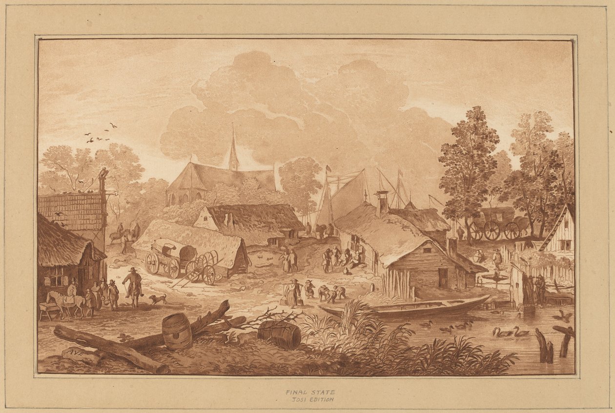 Pueblo con estanque de Cornelis Ploos van Amstel