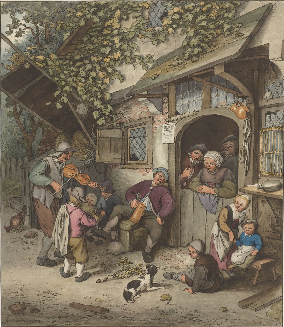 Violinista frente a una posada de Cornelis Ploos van Amstel