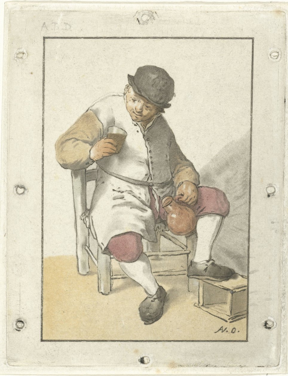 Agricultor sentado con jarra de Cornelis Ploos van Amstel