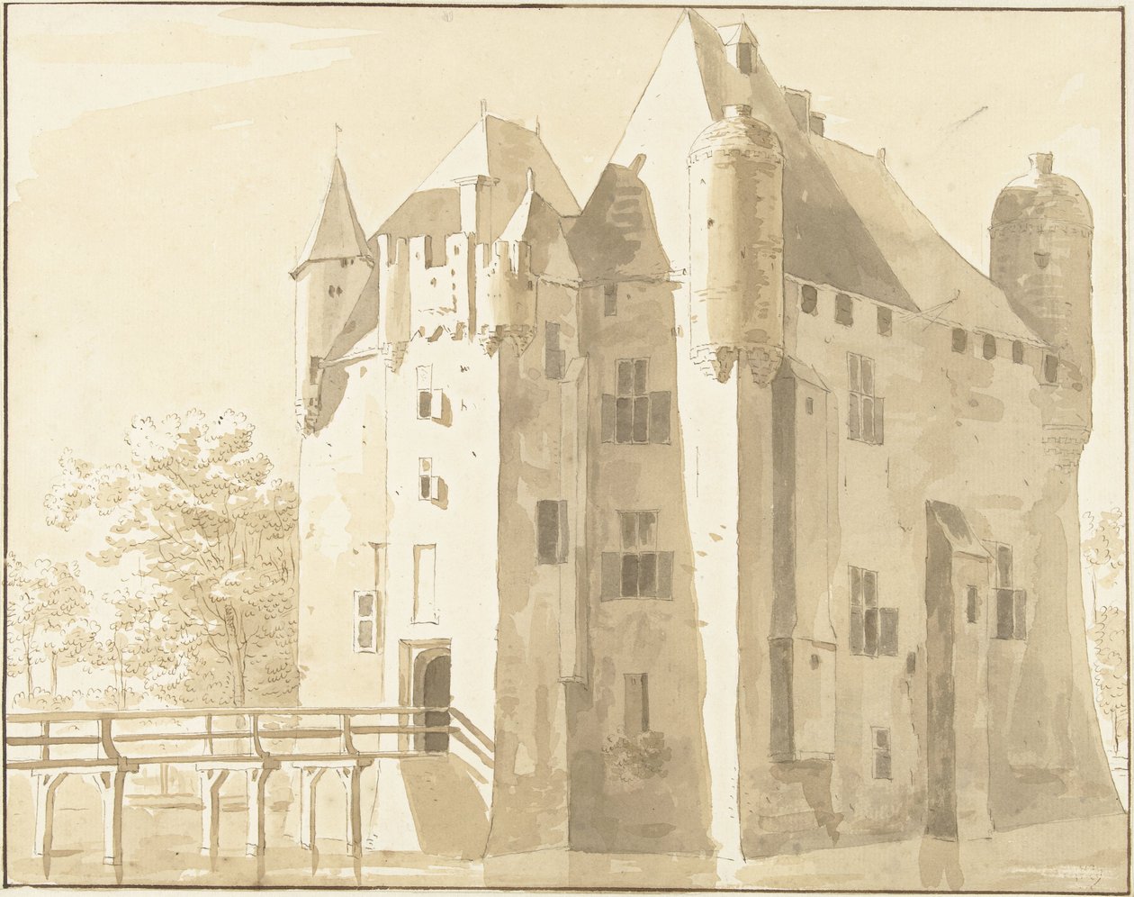 Castillo de Frissestein en Herwijnen, parte trasera de Cornelis Pronk (possibly)