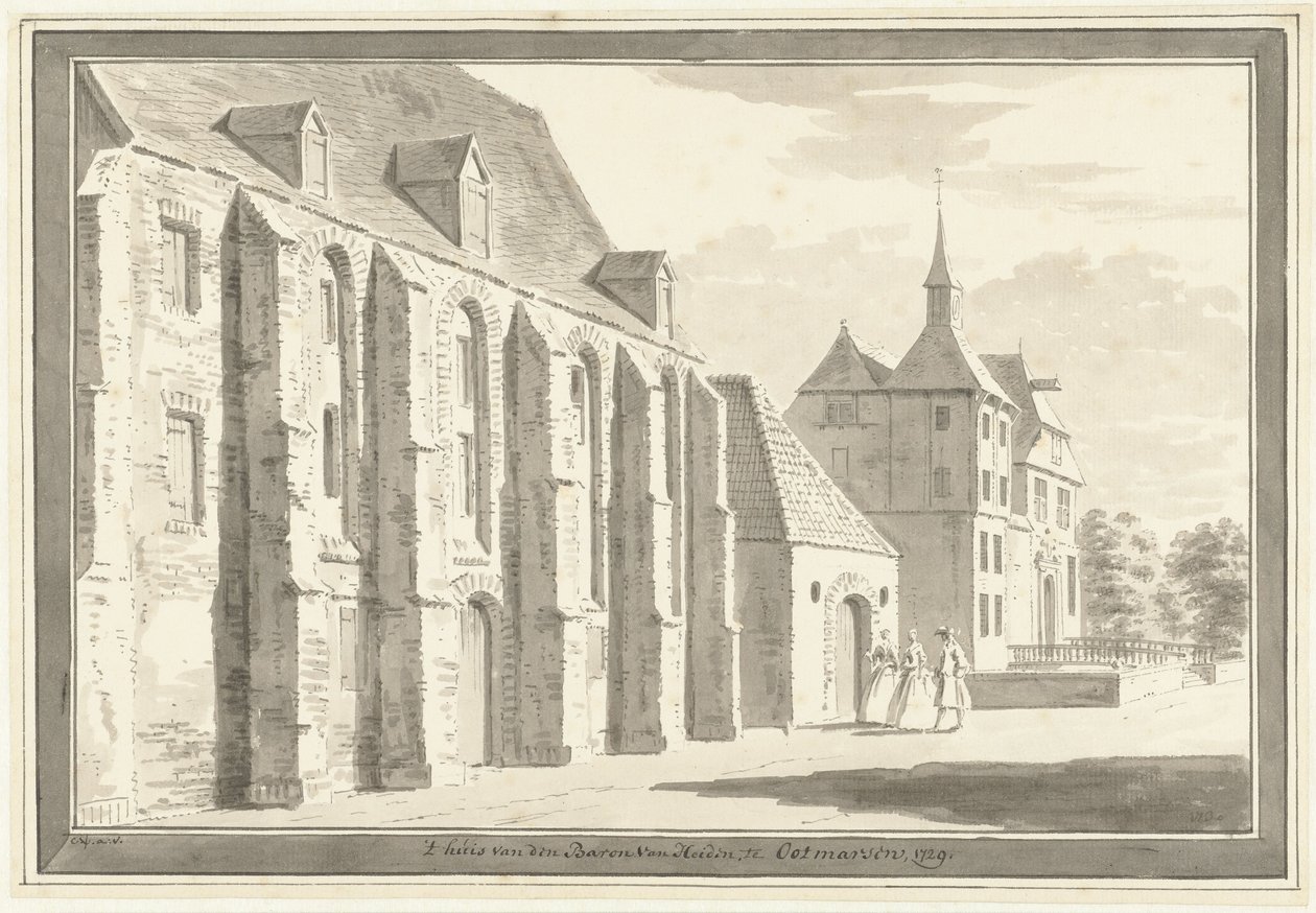 Vista de la iglesia y la casa en Ootmarsum de Cornelis Pronk