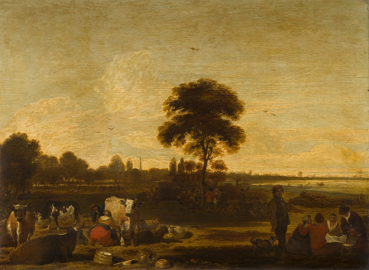 Paisaje con pastores y ganado de Cornelis Saftleven