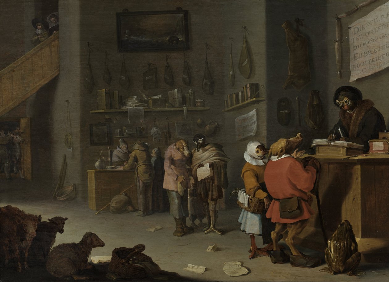 Sátira sobre campesinos pleitistas de Cornelis Saftleven