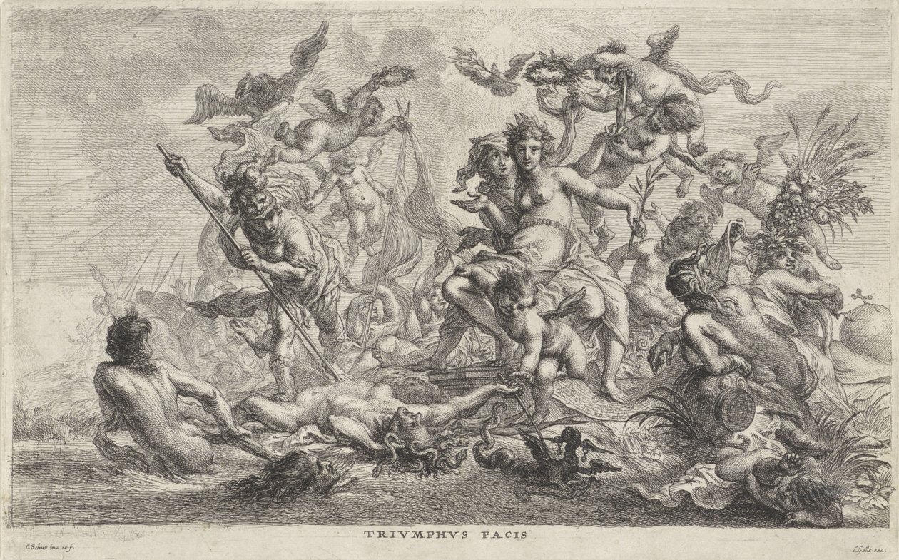 Alegoría op de vrede Triunfo de la paz (título sobre el objeto) de Cornelis Schut (I)