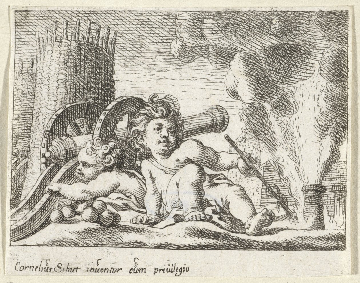 Dos niños con armas de Cornelis Schut (I)