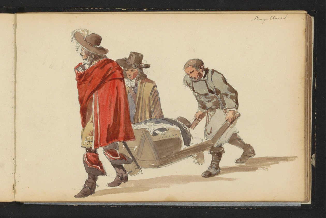Grupo de figuras con vestimenta del siglo XVII de Cornelis Springer