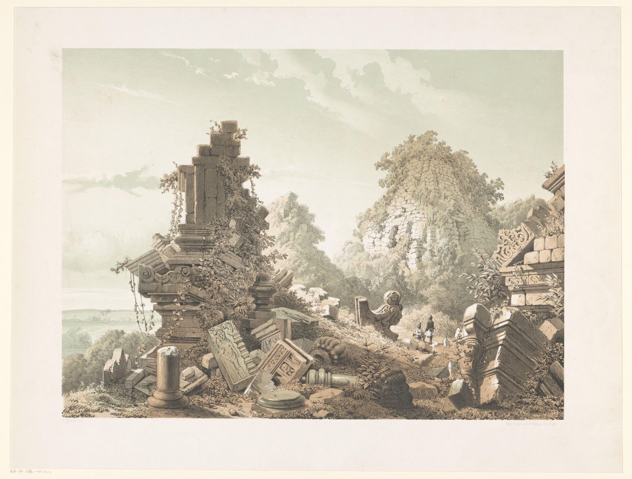 Ruina de Tjandi Lora Djongrang Ruinas de Tjandi-Lora Djongrang. Residencia Jocjakerta (título sobre objeto) de Cornelis Springer