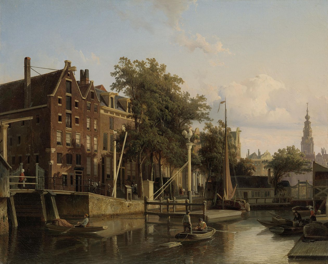 Vista urbana del Geldersekade cerca del Nieuwmarkt de Cornelis Springer