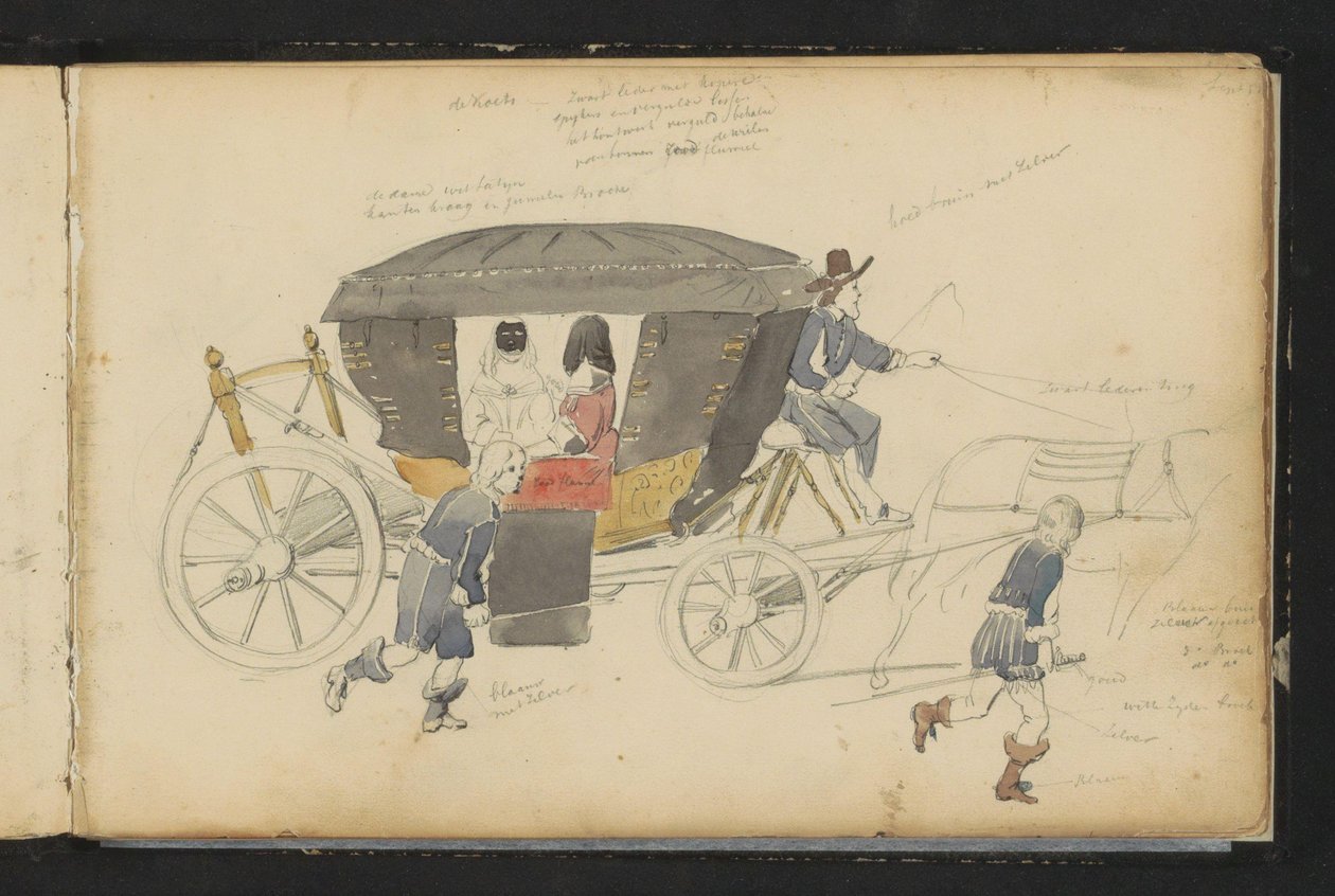 Dos mujeres en un carruaje de Cornelis Springer