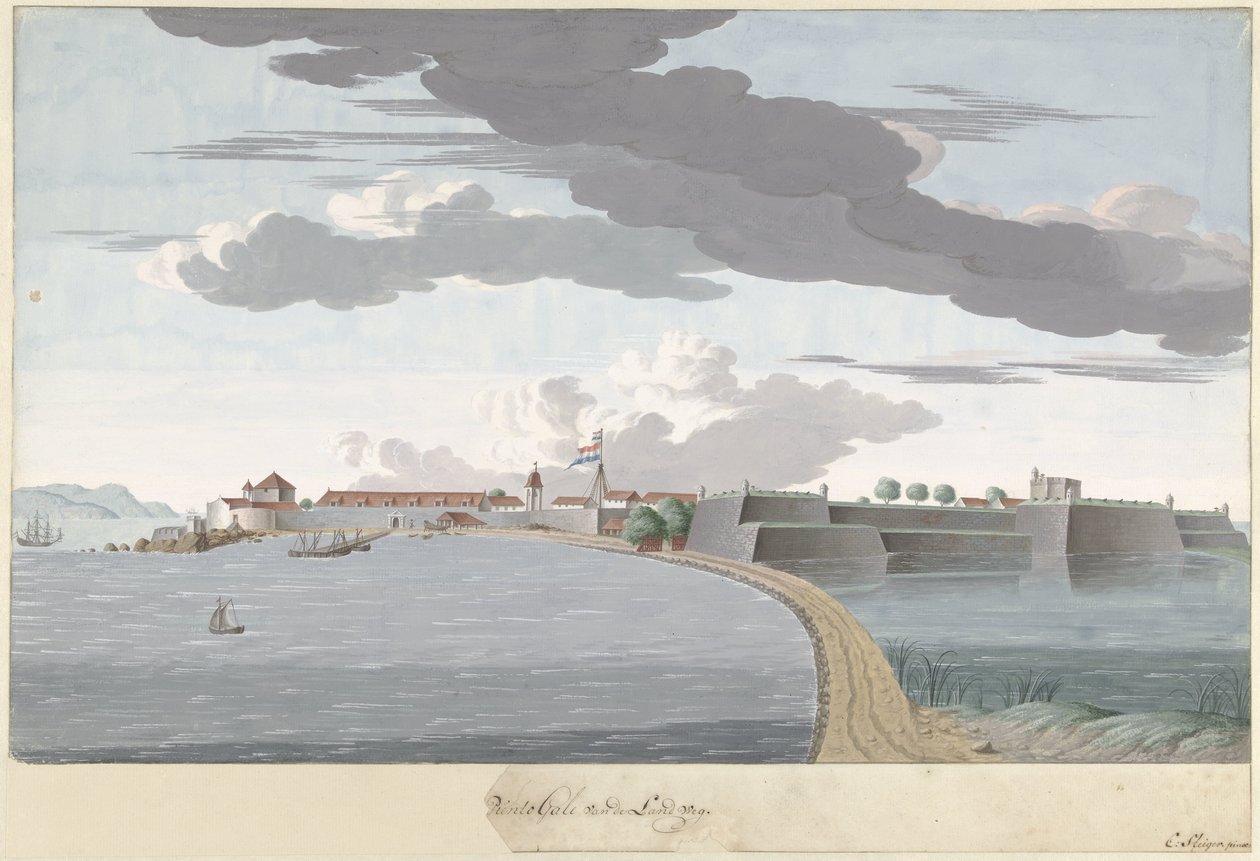 Fort Galle en Ceilán, visto desde el lado terrestre Piento Gale of the Country Road (título sobre objeto) de Cornelis Steiger
