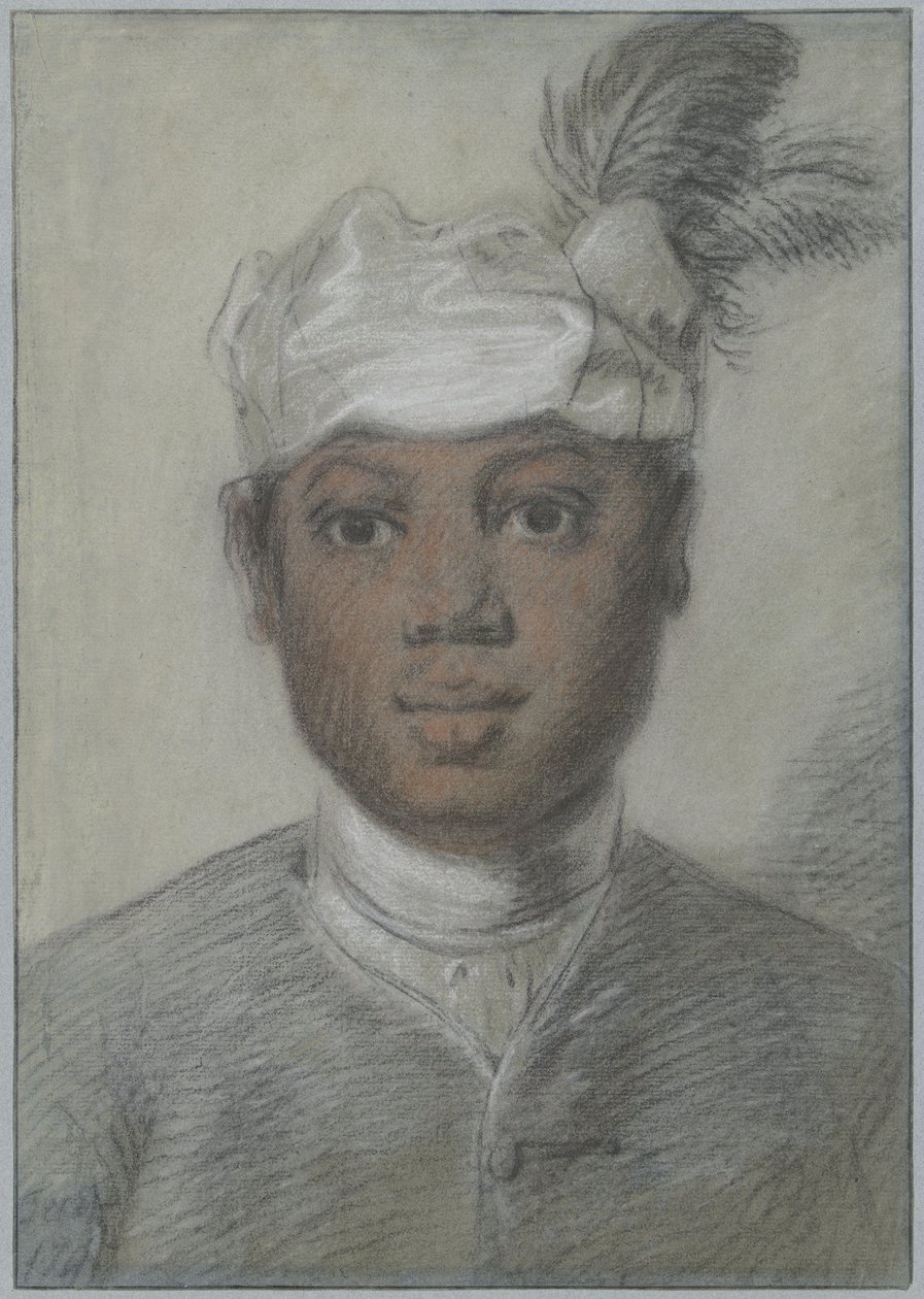 Cabeza de un joven negro con turbante emplumado de Cornelis Troost