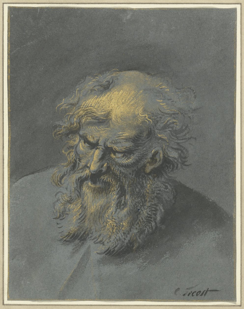Cabeza de un anciano con barba (un apóstol o filósofo) de Cornelis Troost