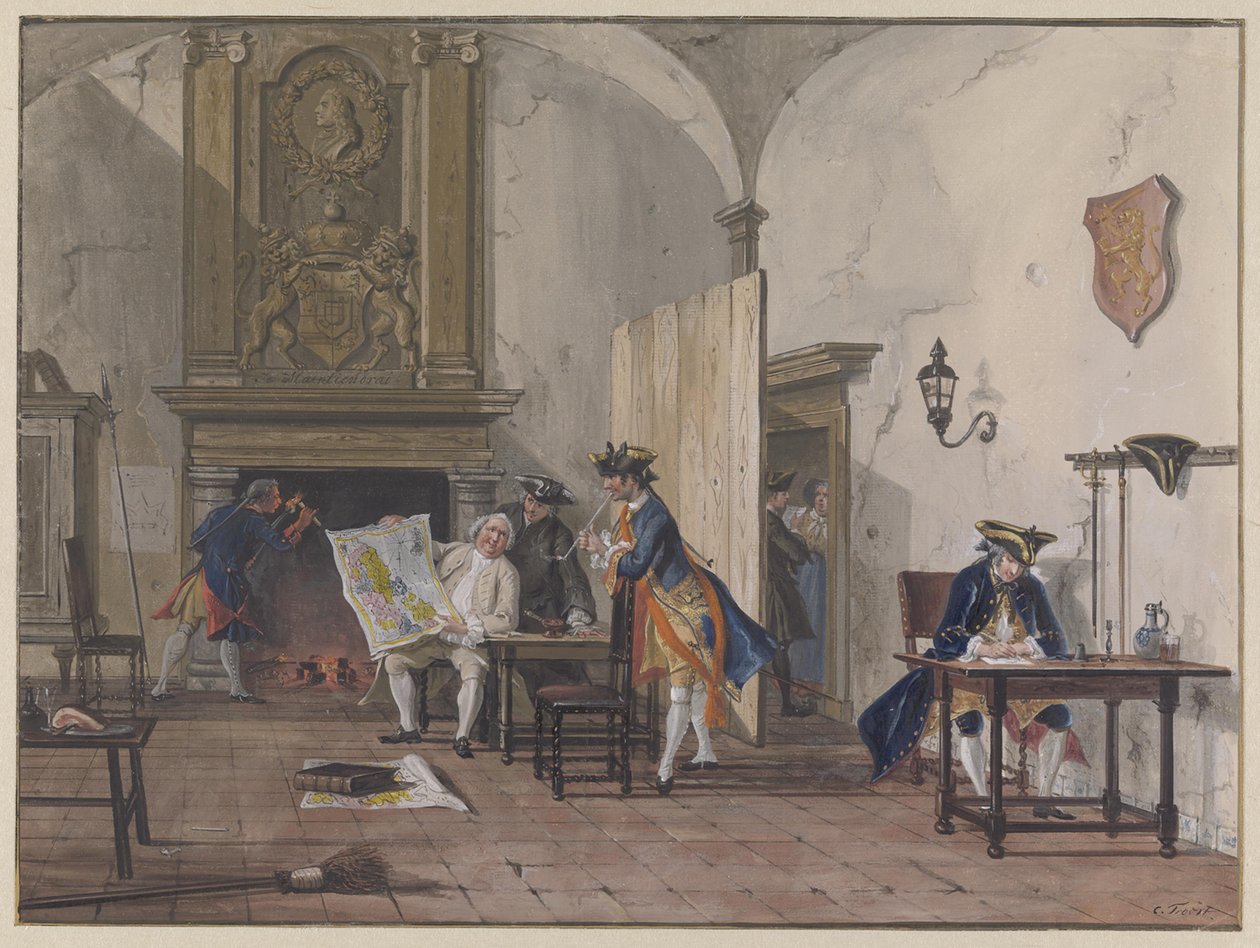 Oficiales en una sala de guardia de Cornelis Troost