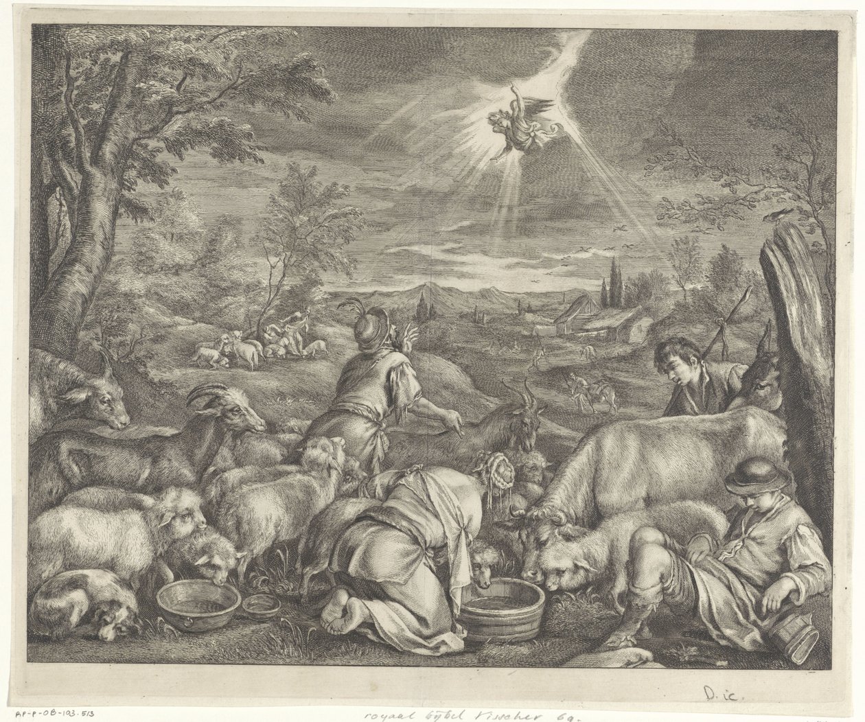 Abraham parte para Siquem / Anunciación a los pastores de Cornelis Visscher (II)