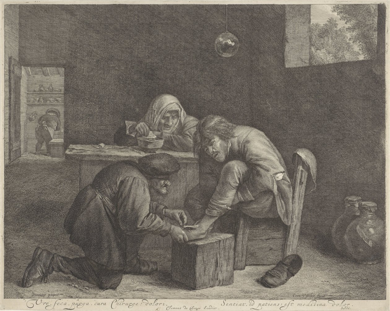 hombre, en, un, doctor ¡Paz, seca, purga, cura Cirujano! dolori (título sobre el objeto) de Cornelis Visscher (II)