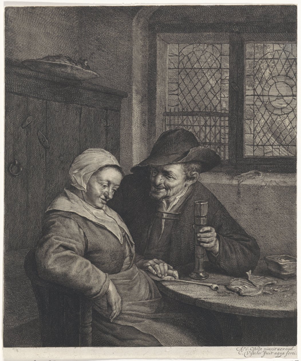 pareja de ancianos El Scholletje Salado de Cornelis Visscher (II)