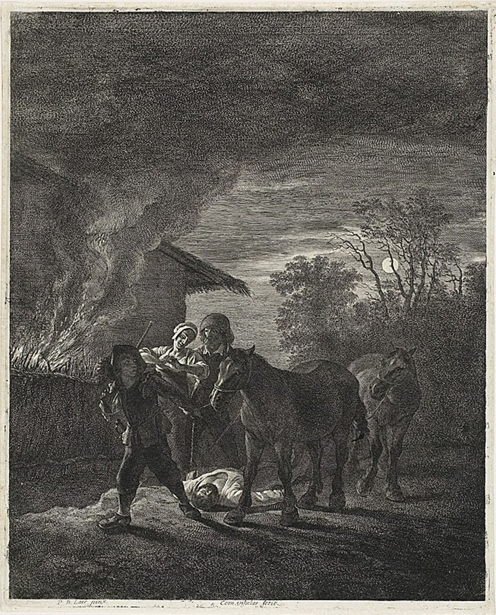 Una escena a la luz de la luna de Cornelis Visscher