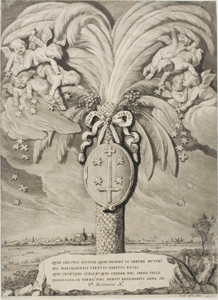 Escudo de armas de Haarlem, página final de Condes y Condesas de Holanda, Zelanda y Frisia Occidental de Cornelis Visscher