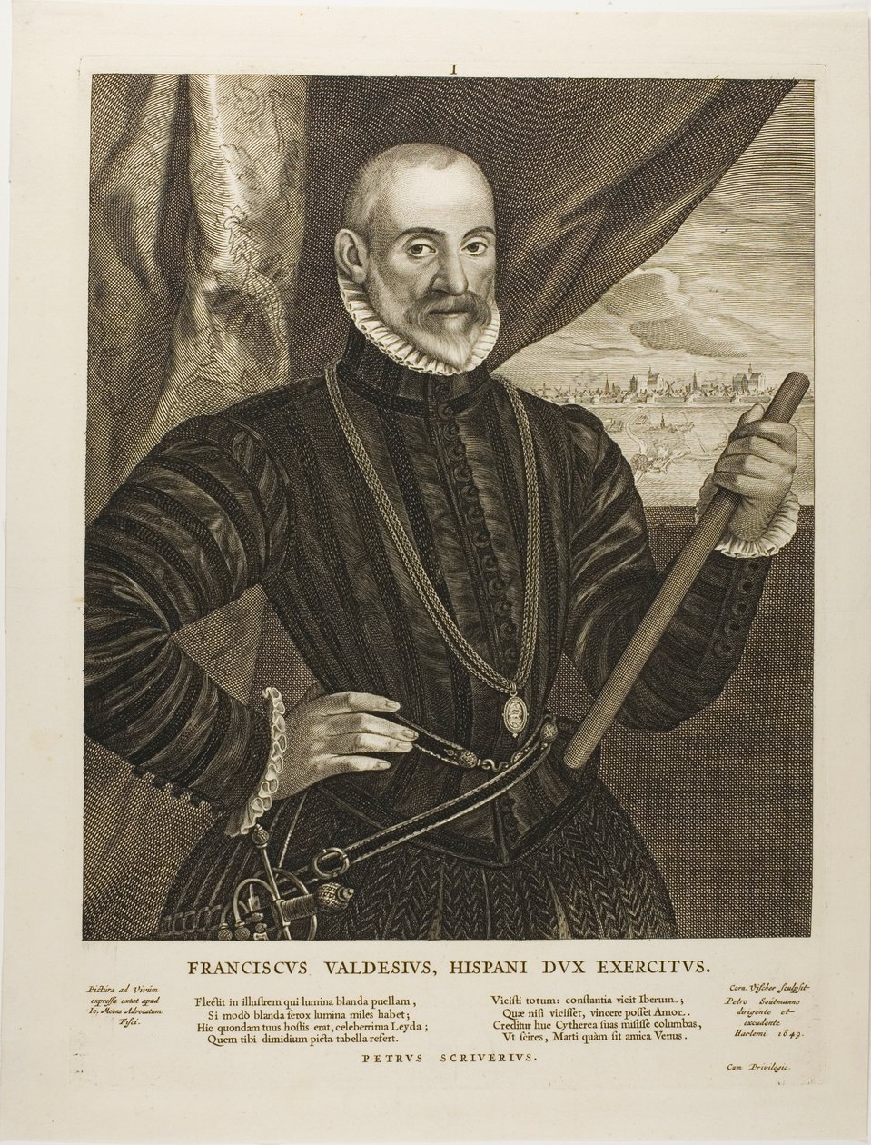 Francisco Valdés, comandante español, lámina 1 de Quatuor Personae de Cornelis Visscher