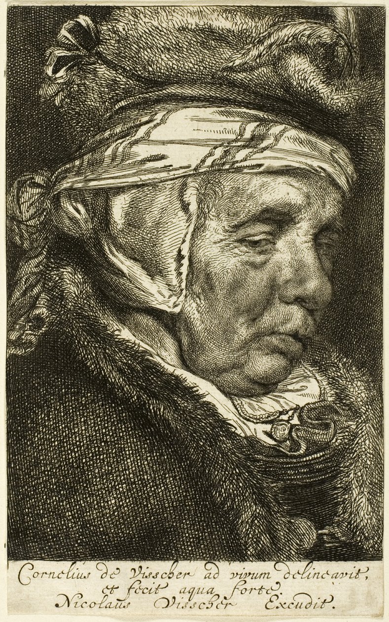 Cabeza de anciana (supuesto retrato de la madre de Visscher) de Cornelis Visscher