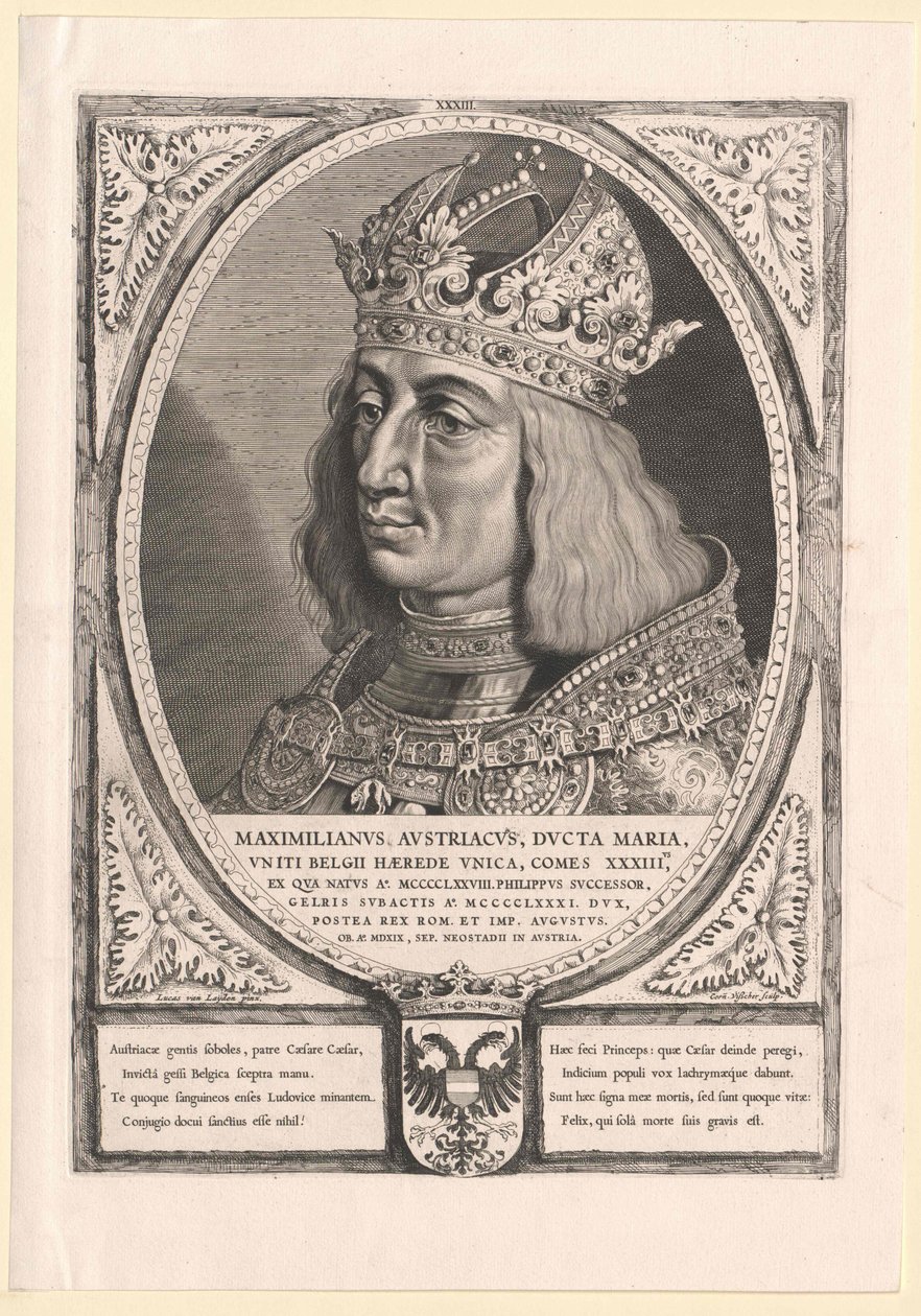 Emperador del Sacro Imperio Romano Germánico Maximiliano I (huella) de Cornelis Visscher